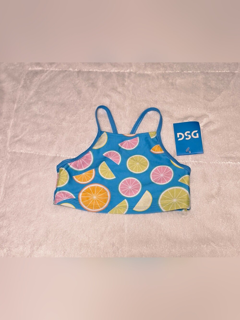 DSG Blue Citrus Slice Crop Swim Top for Girls (S4-14)